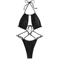 aiyuq.u Дамско бельо бански костюм тънка каишка бикини плътни цветови бански костюм полиестер европейски и американски бански костюм