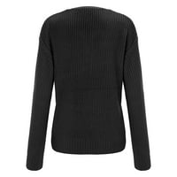 Дами есен и зима с дълъг ръкав твърд цвят v шия тънък год Twist модна плетена пуловер пуловер Топ пуловери за жени пуловер пуловер черен xxl