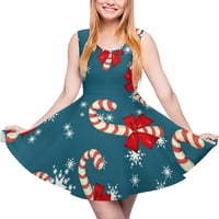 Коледни бонбони Дамски лятна рокля мини сарафан Сладък люлка отпечатани