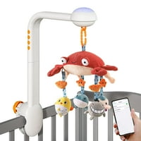 Baby Crib Mobile, Crib играчки с Projection Night Light, музика и бял шум, меко плюшено огледало висящи играчки, Spin Spin Motor Insitery Toys for Infaly Month Newbory Xmas Gift