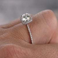 Vintage 1. Карат мойсанит и диамантен мосанитен пръстен в 10K бяло злато