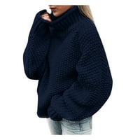 Дамски пуловер от рамото небрежно плетено пуловер с дълъг ръкав с дълъг ръкав