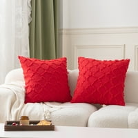 Капаци за възглавница Uliktree Lining Throw - Red Christmas Decor Cushion Cover за дивана Декоративна квадратна калъфка за възглавница, солидна модерна стилна възглавници покрива с цип червено