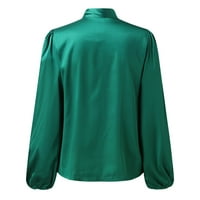 Yuelianxi дамски дълъг ръкав твърд цвят риза елегантна елегантна дантела нагоре ли ревера риза