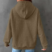 Ерзази Момичета жилетка дамски модни качулки джоб Ден на благодарността печат случайни хлабав пуловер В клирънс Кафе работни блузи за жени м