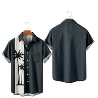 Njoeus късо ръкав мъже Мъжки къс ръкав Мъжкият моден моден хавайски стил къс ръкав ежедневни ризи мъжки риза с къс ръкав