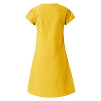 Рокля от памук и Лен Плюс размер дамска рокля жълт размер 5хл