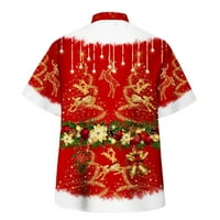 Мъжки Коледа Дядо Коледа случайни бутон хавайски ризи 3д отпечатани лято нови ризи с къс ръкав Плаж върхове дрехи с-8ХЛ