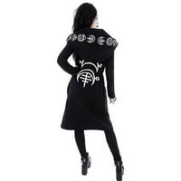 Фрешски зимни палта за жени жени дълъг ръкав Пънк Луна печат качулка черна жилетка яке палто Плюс размер качулки за жени Черно