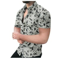 Мъжки Ризи Ежедневни Пролетно Лято Печатни Ревера Голям Размер Плаж Почивка Къс Ръкав Летни Върхове