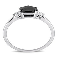 1-Каратов Т. В. черно-бял диамант 14кт Бяло Злато годежен пръстен