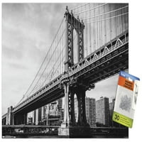Бруклинският мост - емблематичен плакат за стена с бутални щифтове, 14.725 22.375