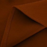 Женско палто за есента и зимата- дълъг ръкав свободно ежедневно яке солидна яка на яка за въртене на връхни дрехи с кафяво облекло