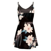 Мини рокли за жени Summerwomens Fashion Leelecess Дами Ruffles Bandage Floral Print Camis Mini рокля Black L