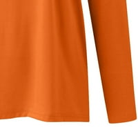 Плюс върховете на размера за жени падат Деня на благодарността Женски небрежен O-Neck Print с дълъг ръкав Пуловер Блузна тениска върхове оранжево L