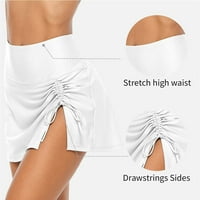 Alove Women's Ruched DrowString High Swiping Spliot Spling Skirt с вграден панталон с вграден панталон