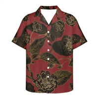 Мъжка риза с къс ръкав с бутон надолу Хавайска тропическа Принт риза за плаж