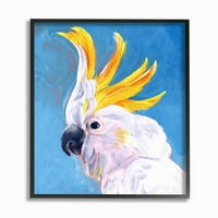 Ступел индустрии папагал Мохок синьо жълто животно птица Живопис черна рамка стена изкуство, 30, от Дженифър Пакстън Паркър