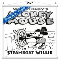 Disney Mickey Mouse - Steamboat Willie Wall Poster с дървена магнитна рамка, 22.375 34