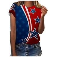 На клирънс американски флаг печат риза жени 4-ти юли тениска САЩ звезди ивици тениска патриотична лятна туника върхове