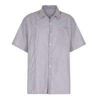 Мъжки прости ризи за копчета памучни бельо ризи с къса ръкав, до голяма степен 3XL