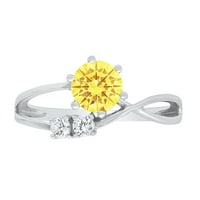 0,96ct кръгла режещ жълт симулиран диамант 18k бяло злато годишнина годеж