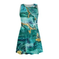 Просвение евтини рокли за жени Женски рокли Himiway Summer Ressing for Women Небрежно отпечатани V-Neck Beach Swing Dress Dark Green XXL