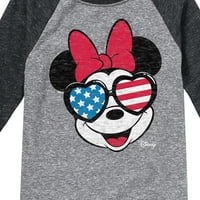 Disney - Americana - Графични тениски на Minnie Flag - Toddler and Youth Raglan