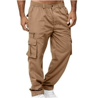 Tejiojio Men's и Big Men's Releamed Fit Men Solid Небрежни множество джобове на открито с прав тип фитнес панталони Панталони панталони панталони