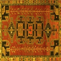 Ahgly Company Machine Pashable Indoor Rectangle Persian Yellow Traditional Area Cugs, 5 '8'