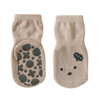 Чифт малки деца супер меки устойчиви на износване памук без плъзгане бебешки под твърди чорапи за дома