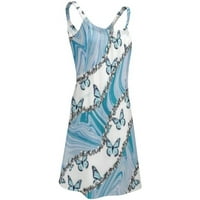 Женски летен кръгъл вратна без ръкави 3d цифров печат слинг пола плажна рокля за жени плаж дами рокля лято