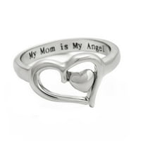 Женски пръстени Сърце надписване на майка ми е моят ангелски пръстен бижута просвета