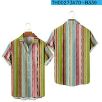 мъжки летни ризи ежедневни с къс ръкав леки копчета Хенли Блуза Смешни Принт Овърсайз Алоха ваканционни топове