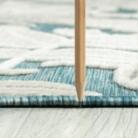 Преходна зона килим флорални Аква, сив вътрешен външен Правоъгълник лесен за почистване