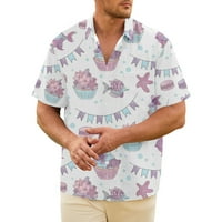 Мъжки ризи с къс ръкав Хавайска риза Парти ризи плажни ризи Небрежни бутони с ризи с джоб 3XL