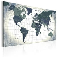 TIPTOPHOMEDECOR Разтегнато платно Карта на света - Структура на света - опъната и рамкирана, готова за окачване на изкуството