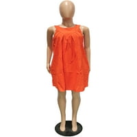 Sanviglor жени къси рокли солиден цвят лятен плаж Sundress Pocket Mini рокля секси пътешествие оранжево xl
