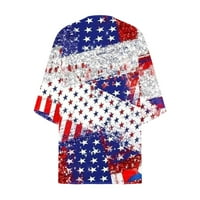 Милуксас Плюс размер Плажно облекло клирънс Жените мода американски флаг Плажно облекло жилетка хлабав върховете риза светло синьо 8