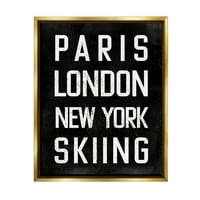 Ступел индустрии по целия свят Ски Зимни спортове графично изкуство металик злато плаваща рамка платно печат стена изкуство, дизайн от Валери Уайнърс