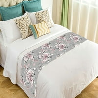 розови цветя и листа върху сив декор за легло с леглото на леглото