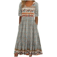Dyegold Sundresses for Women Небрежен плаж - Макси плюс рокля с размер за жени Кръг
