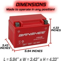 Banshee YTZ14S Motorsports батерия, съвместима с Honda CB EX