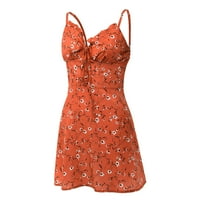 Рокли за жени мини без ръкави без ръкави небрежни мини флорални летни рокли извън рамото оранжево xl