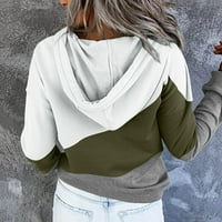 hoksml качулки за жени модни ежедневни разхлабени жени цветни блокове отпечатани качулки половин цип пуловер дълъг ръкав ежедневни суичър блузи на хлабина