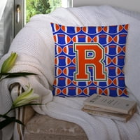 Писмо R футболна зелена, синя и оранжева тъкан Декоративна възглавница