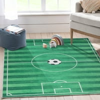 Добре изтъкани детски килими футболни игри Модерни зелени отпечатани затруднени машини за миене 5 '7' килим за площ