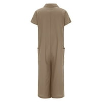 Нова пролетна мода, Poropl Solid Lastual Short Releved средна дължина памучна лента за спално бельо Khaki Pants за жени Просвещение Каки Размер 8