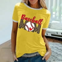 Ризи за жени Графични тройници за жени Модна тениска бейзболна печат къс ръкав лятна ежедневна туника
