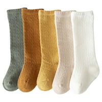 Пейакидсаа Цветове Малко Дете Бебе Момичета Момчета Дълги Чорапи Еластични Вдлъбнати Плътен Цвят Меки Леки Чорапи